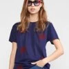 CYNTHIA ROWLEY Printed Stars Tee -Cynthia Rowley Shop Stars Tee Maroon Navy 1