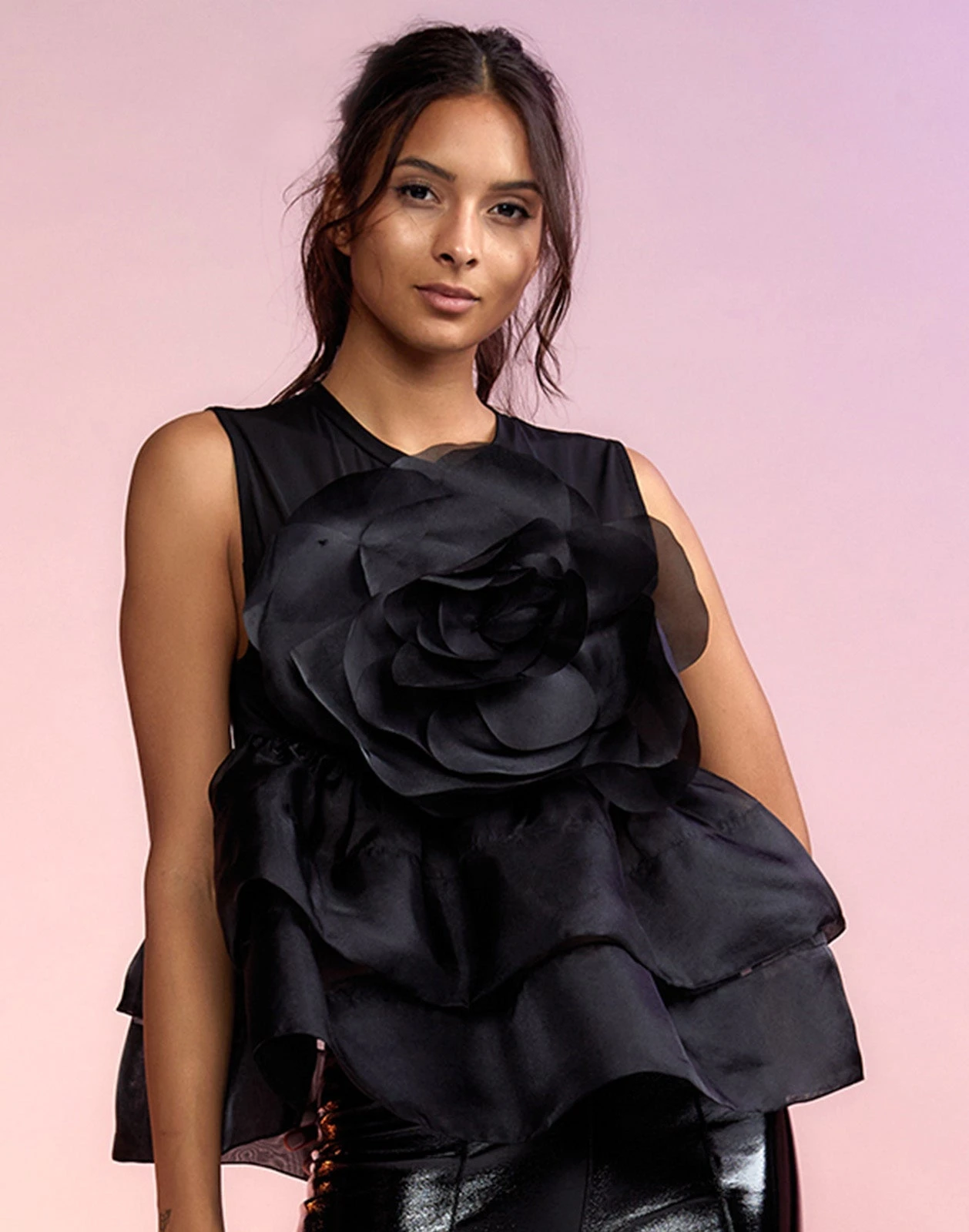 CYNTHIA ROWLEY Chloe Organza Flower Top 3 CYNTHIA ROWLEY Chloe Organza Flower Top