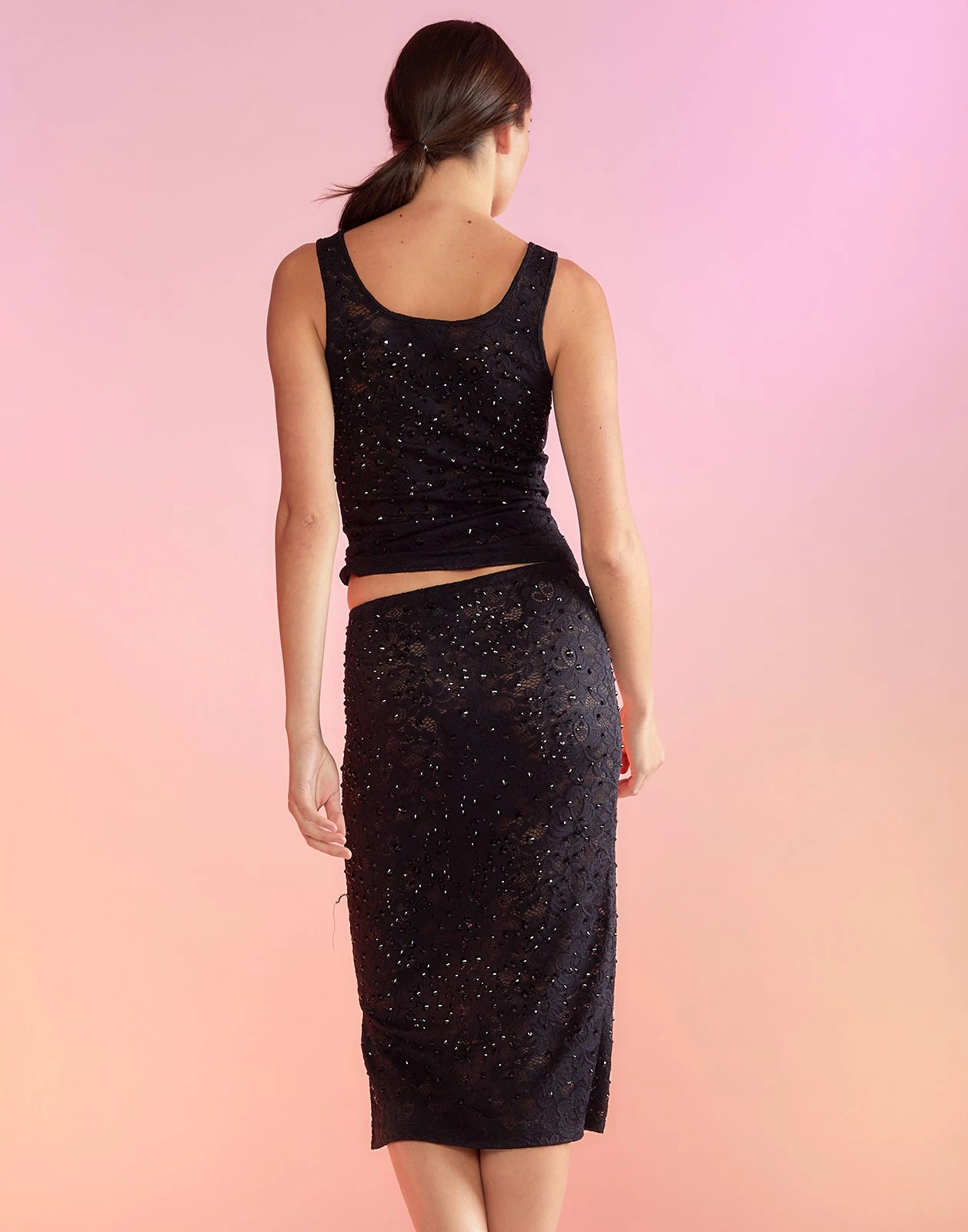 CYNTHIA ROWLEY Crystal Lace Mesh Skirt 9 CYNTHIA ROWLEY Crystal Lace Mesh Skirt - Image 7