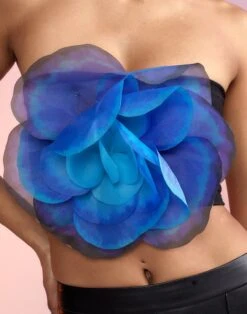 CYNTHIA ROWLEY Organza Flower Bandeau Top -Cynthia Rowley Shop blueflower1