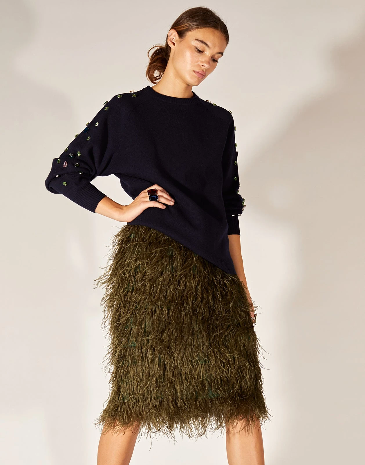 CYNTHIA ROWLEY Midi Feather Skirt 3 CYNTHIA ROWLEY Midi Feather Skirt