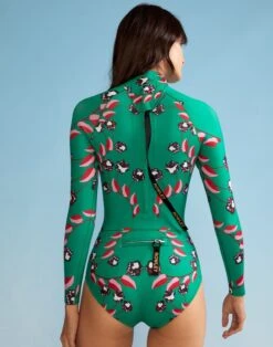 CYNTHIA ROWLEY Vine Floral High Cut Wetsuit -Cynthia Rowley Shop greenwetsuit7