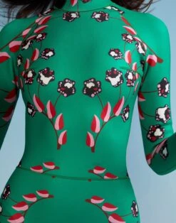 CYNTHIA ROWLEY Vine Floral High Cut Wetsuit -Cynthia Rowley Shop greenwetsuut8
