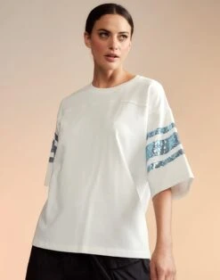 CYNTHIA ROWLEY Sequin Football Jersey 10 CYNTHIA ROWLEY Sequin Football Jersey -Cynthia Rowley Shop rugbywhite4