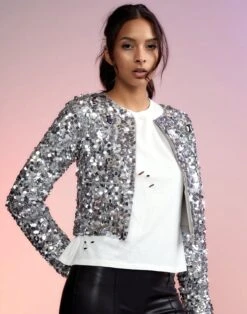 CYNTHIA ROWLEY Sequin Cropped Cardigan -Cynthia Rowley Shop sequinjacket7