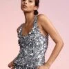 CYNTHIA ROWLEY Silver Sequin Embellished Tank -Cynthia Rowley Shop silvertop2
