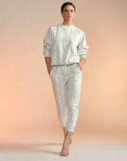 CYNTHIA ROWLEY Cable Knit Printed Lounge Pants