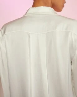 CYNTHIA ROWLEY Silk Charmeuse Shirt Dress -Cynthia Rowley Shop whitesilk7